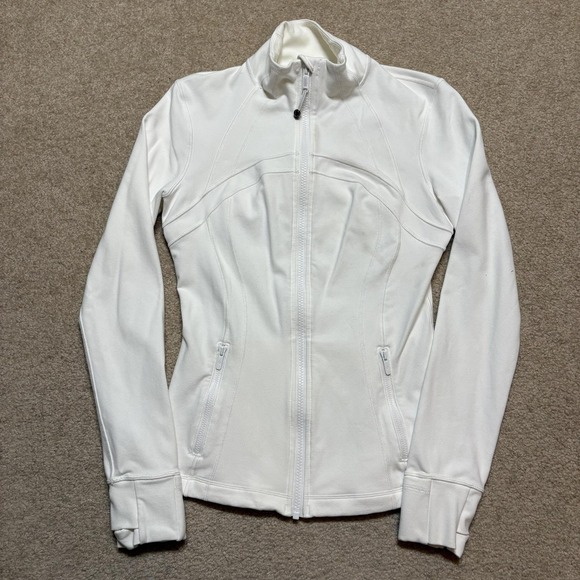 Lululemon Define Jacket Womens 6 White Full Zip Thumbholes Athletic Running - Picture 9 of 12